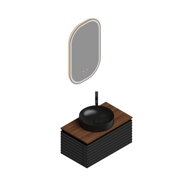 Delorean-S 100 cm Siyah Banyo Dolap Takımı